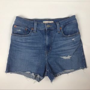 LEVIS High Rise Denim Shorts 28 distressed Cut-off